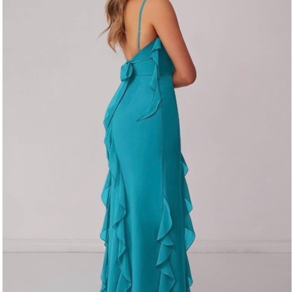 Azazie Barbie Teal Strapless Evening Dress - Picture 2 of 4
